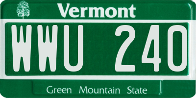 VT license plate WWU240