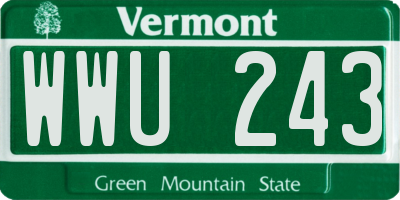 VT license plate WWU243