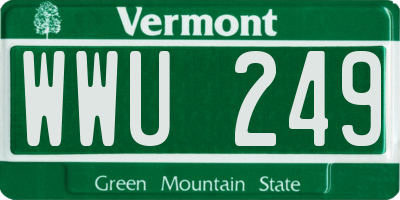 VT license plate WWU249