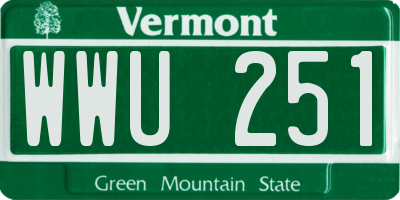 VT license plate WWU251