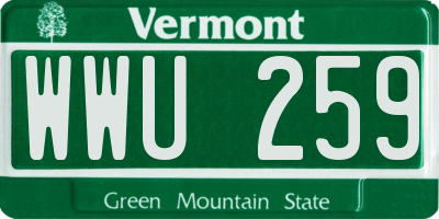 VT license plate WWU259