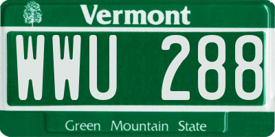 VT license plate WWU288