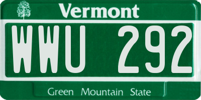 VT license plate WWU292
