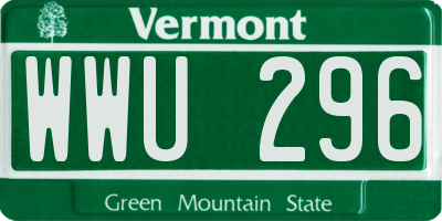 VT license plate WWU296