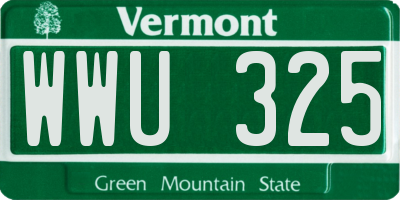 VT license plate WWU325