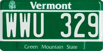 VT license plate WWU329