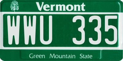 VT license plate WWU335