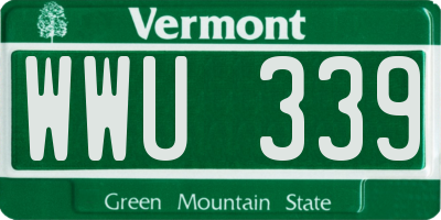 VT license plate WWU339