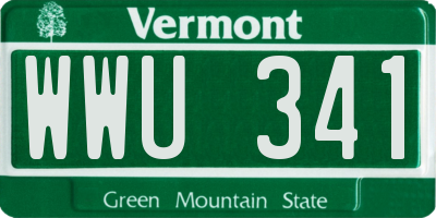 VT license plate WWU341