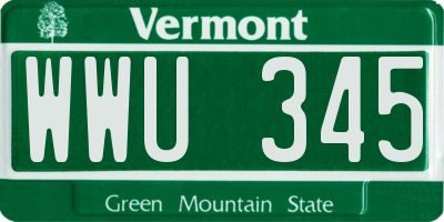 VT license plate WWU345