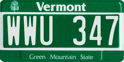 VT license plate WWU347