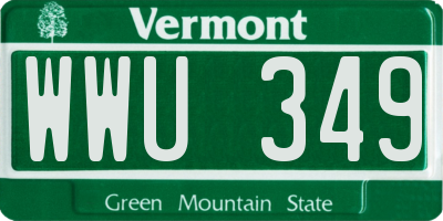 VT license plate WWU349