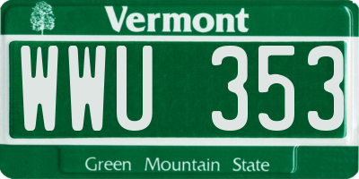 VT license plate WWU353