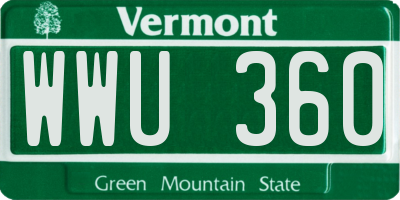 VT license plate WWU360