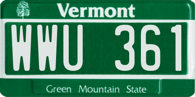 VT license plate WWU361
