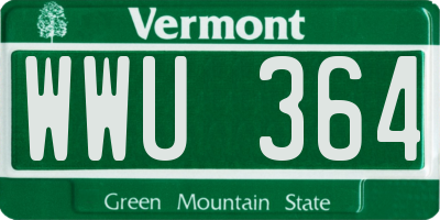 VT license plate WWU364