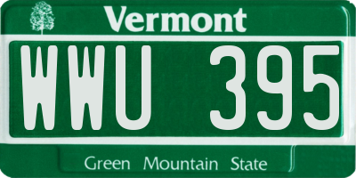 VT license plate WWU395
