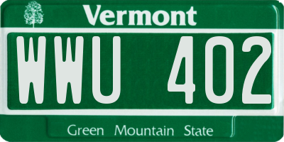 VT license plate WWU402