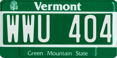 VT license plate WWU404