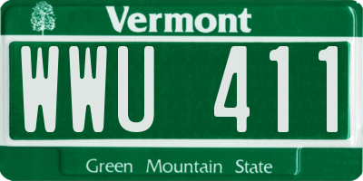 VT license plate WWU411