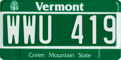 VT license plate WWU419