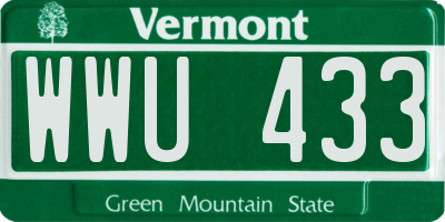 VT license plate WWU433