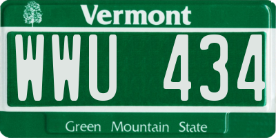 VT license plate WWU434