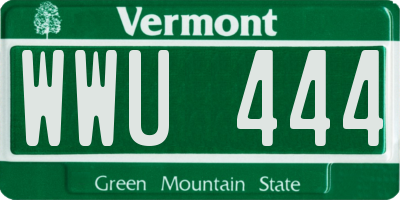 VT license plate WWU444