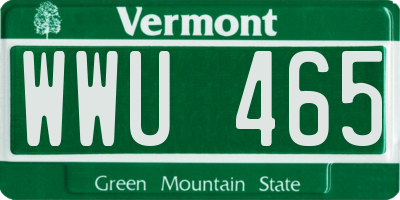 VT license plate WWU465