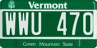 VT license plate WWU470