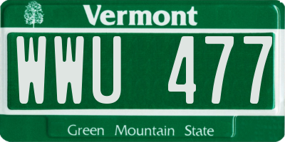 VT license plate WWU477