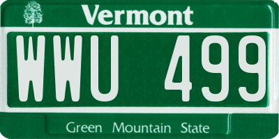 VT license plate WWU499