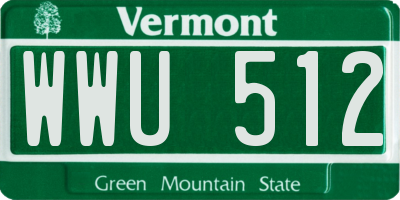 VT license plate WWU512