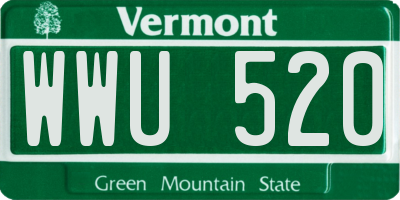 VT license plate WWU520