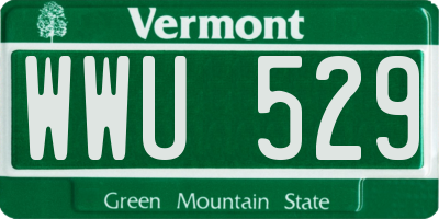 VT license plate WWU529