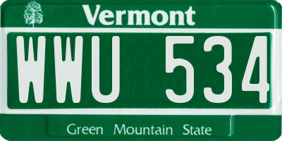 VT license plate WWU534