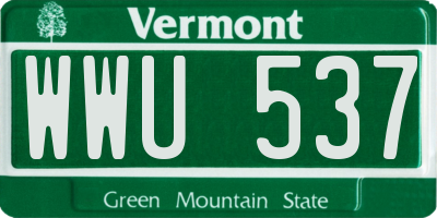 VT license plate WWU537