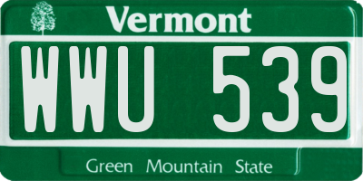 VT license plate WWU539