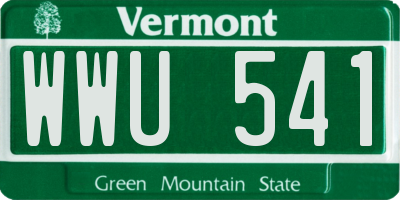 VT license plate WWU541