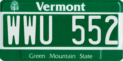 VT license plate WWU552