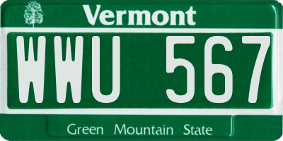 VT license plate WWU567