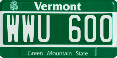 VT license plate WWU600
