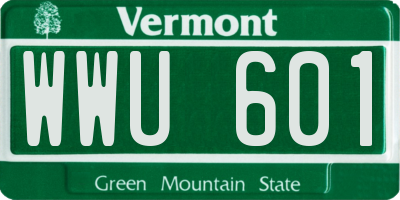 VT license plate WWU601