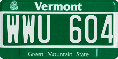 VT license plate WWU604