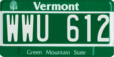 VT license plate WWU612