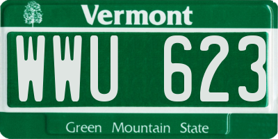 VT license plate WWU623