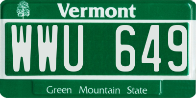 VT license plate WWU649