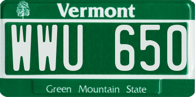 VT license plate WWU650