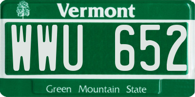 VT license plate WWU652