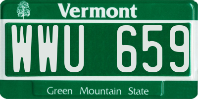 VT license plate WWU659